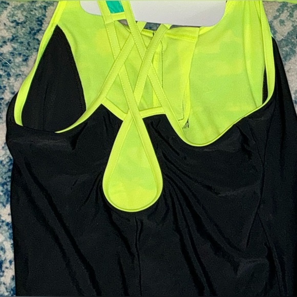 Girl's Floral 2-Piece Swimsuit Set with Neon Yellow Cover-Up Shorts - Picture 5 of 5